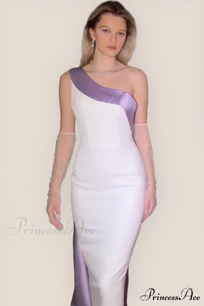 Ameena Beaded Graceful One-Shoulder Midi Dress - Image 4