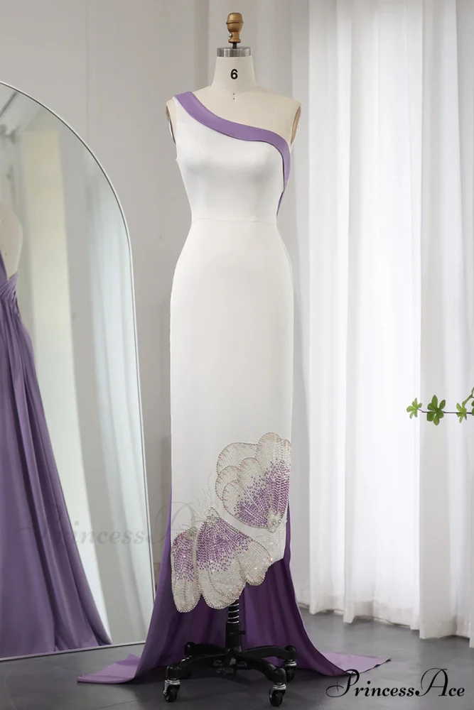 Ameena Beaded Graceful One-Shoulder Midi Dress - Image 6