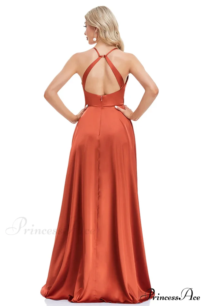 Mythical Romance Backless Trendy Satin Maxi Dress - Image 3
