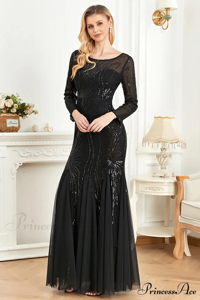 Captivating Glam Sequin Trendy Long Sleeve Maxi Dress - Image 5