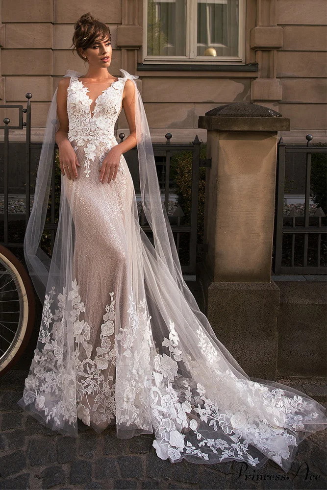 Amora Lace Applique Trendy Mermaid Wedding Dress - Image 6