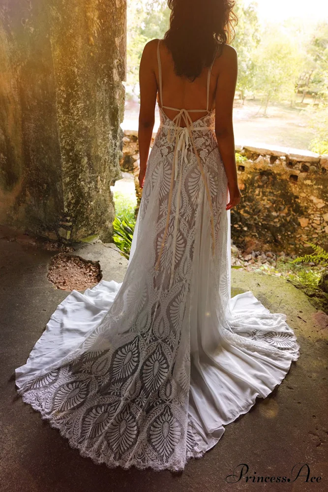 Meadow Backless Boho Trendy Lace A-line Wedding Dress - Image 3