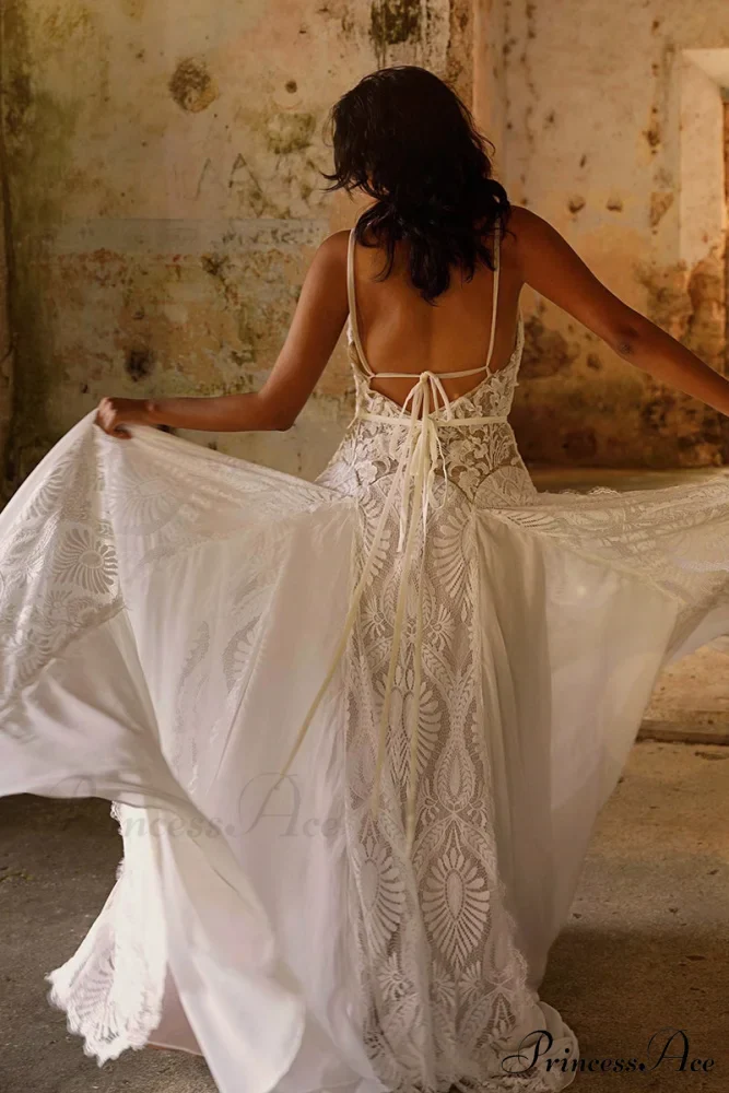 Meadow Backless Boho Trendy Lace A-line Wedding Dress - Image 5