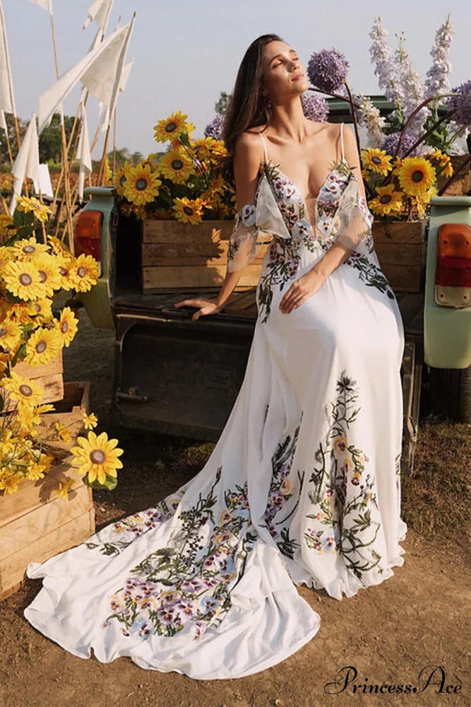Richmond Floral Lace Trendy Applique A-line Wedding Dress - Image 2