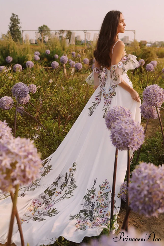 Richmond Floral Lace Trendy Applique A-line Wedding Dress - Image 7
