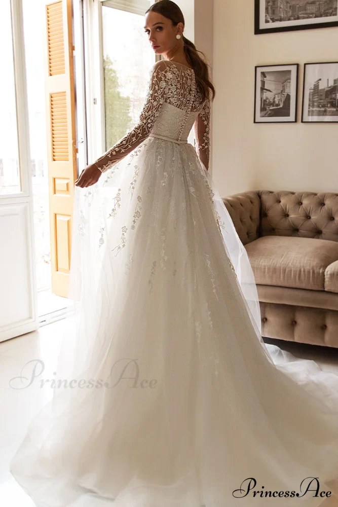 Bennett Long Graceful Sleeve Wedding Dress - Image 2