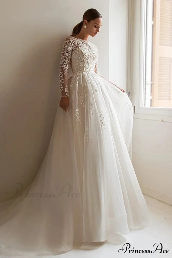 Bennett Long Graceful Sleeve Wedding Dress - Image 3