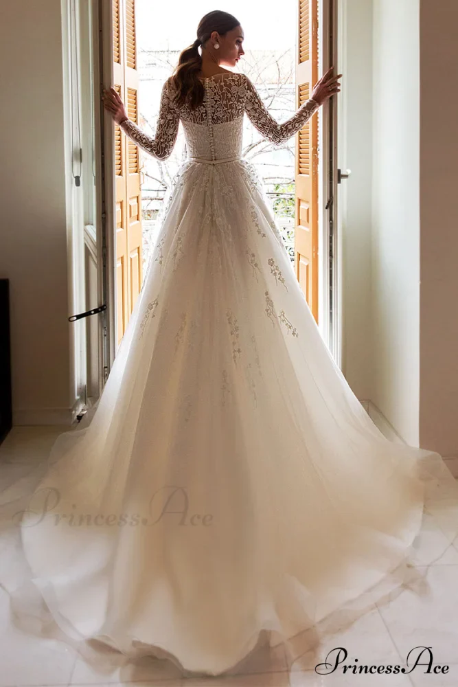 Bennett Long Graceful Sleeve Wedding Dress - Image 4
