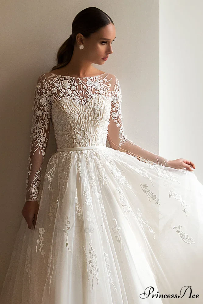 Bennett Long Graceful Sleeve Wedding Dress - Image 5