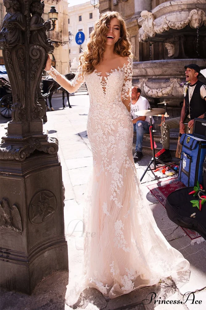 Maggie Long Sleeve Trendy Mermaid Wedding Dress - Image 2