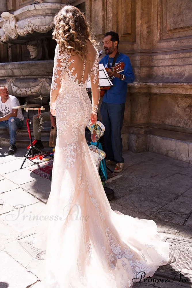 Maggie Long Sleeve Trendy Mermaid Wedding Dress - Image 3
