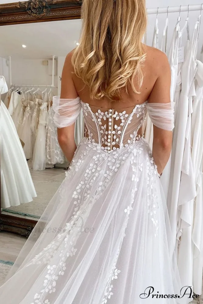 Fairytale Romance Graceful Off-the-Shoulder Wedding Dress - Image 4