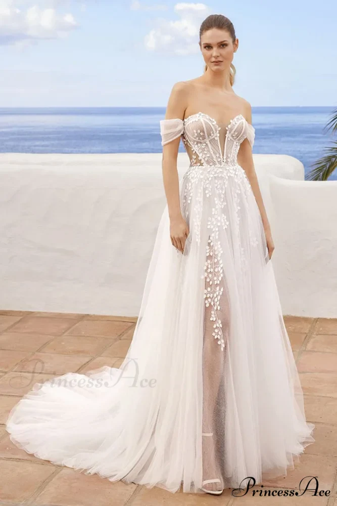 Fairytale Romance Graceful Off-the-Shoulder Wedding Dress - Image 5