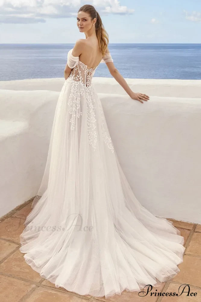 Fairytale Romance Graceful Off-the-Shoulder Wedding Dress - Image 6