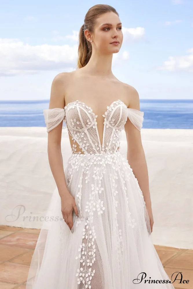 Fairytale Romance Graceful Off-the-Shoulder Wedding Dress - Image 7