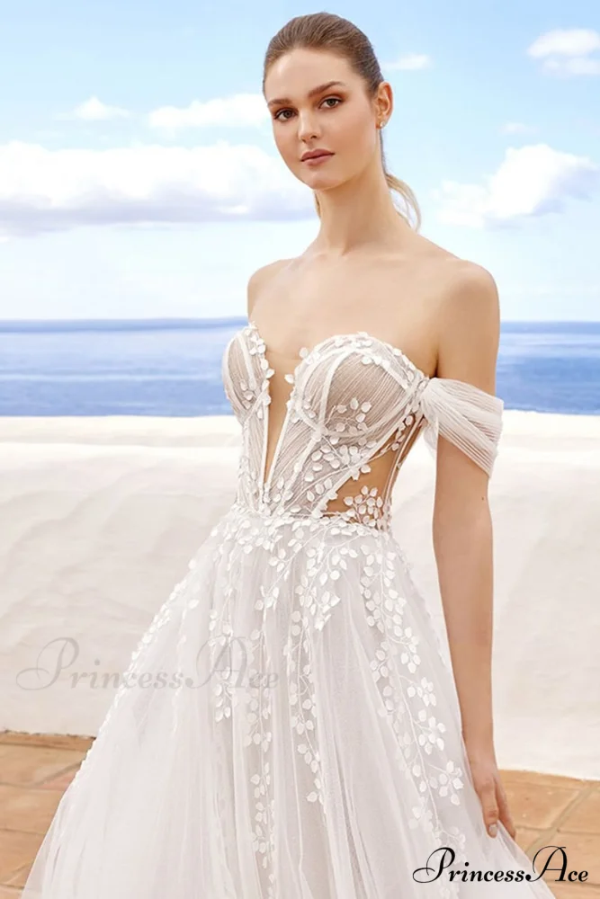 Fairytale Romance Graceful Off-the-Shoulder Wedding Dress - Image 8