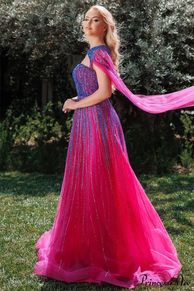 Runway Evening Graceful Beaded Maxi Dress - Image 3