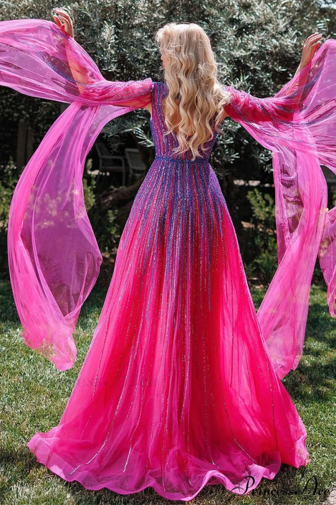 Runway Evening Graceful Beaded Maxi Dress - Image 5