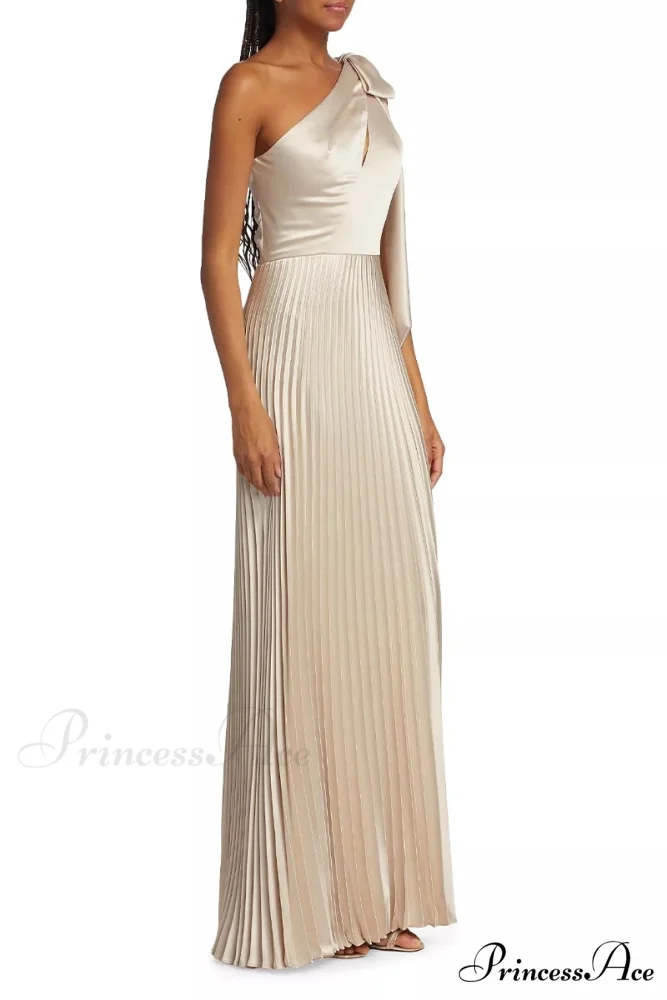 Lovely Evenings One-Shoulder Trendy Pleated Maxi Dress - Image 3