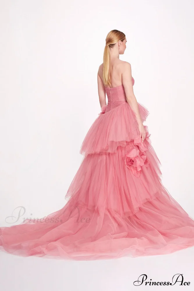 Isabella One-shoulder 3D Trendy Floral Soft Tulle Gown - Image 3