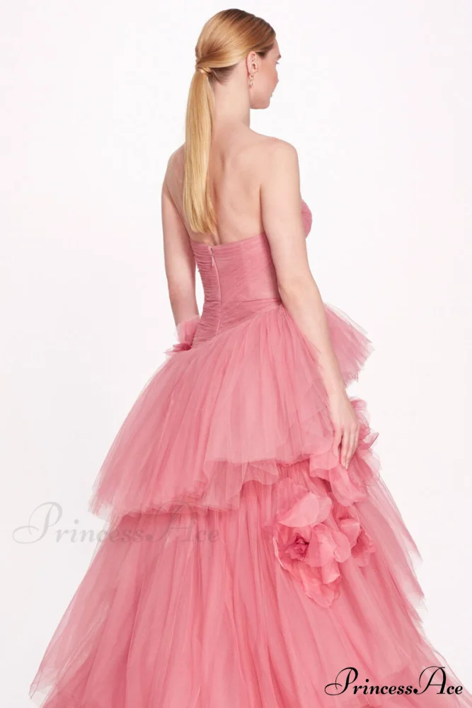 Isabella One-shoulder 3D Trendy Floral Soft Tulle Gown - Image 5
