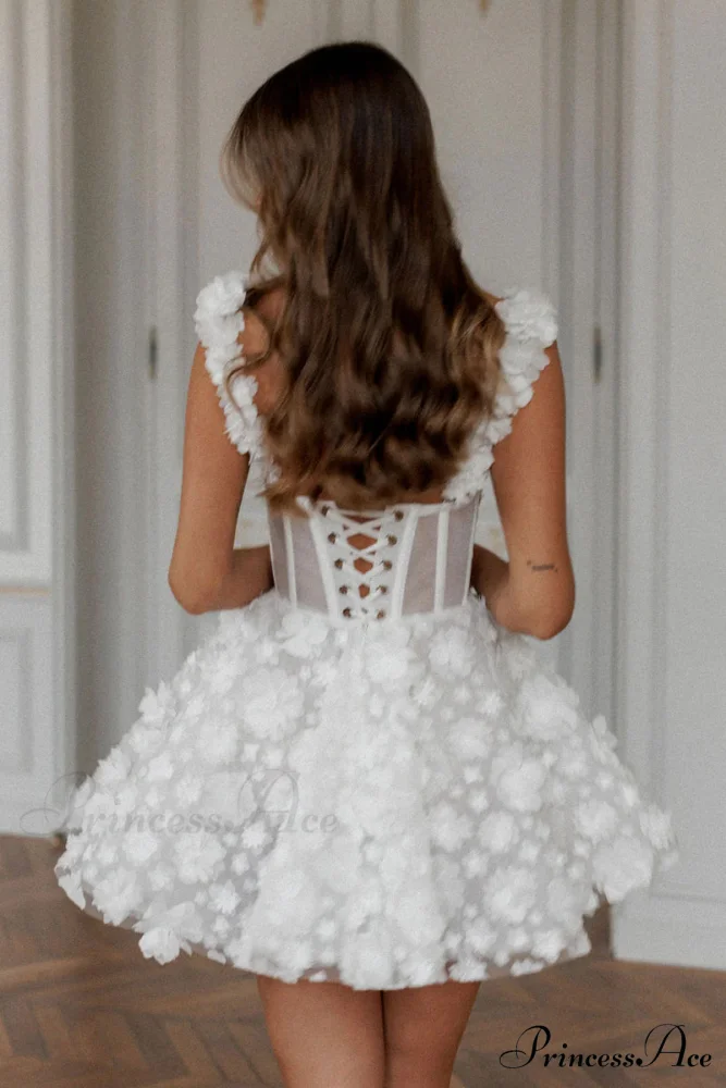 Florence 3D Floral Trendy Applique Mini Dress - Image 2