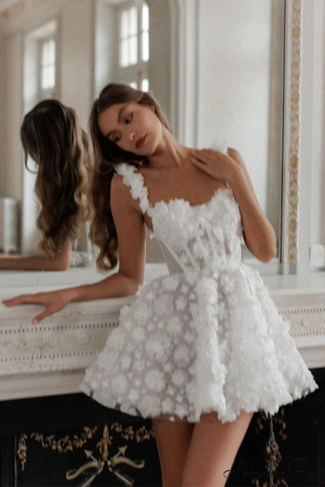 Florence 3D Floral Trendy Applique Mini Dress - Image 3