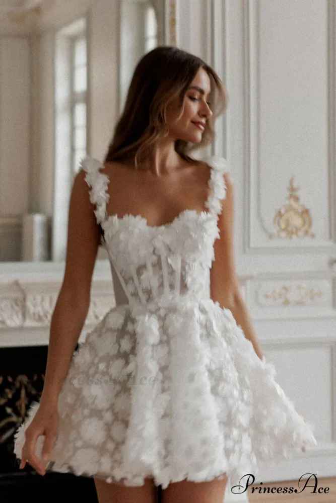 Florence 3D Floral Trendy Applique Mini Dress - Image 4