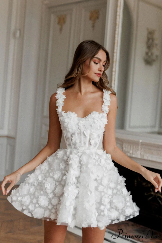 Florence 3D Floral Trendy Applique Mini Dress - Image 5