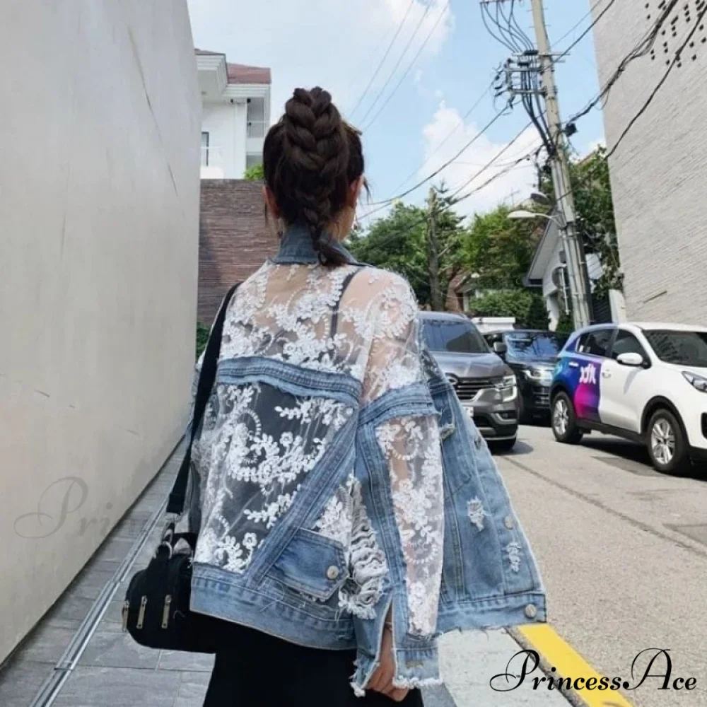 Embroidery Patchwork Stylish Denim Jacket - Image 6