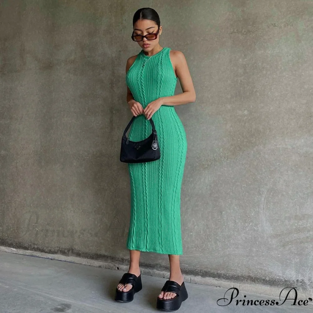 Cable Knit Stylish Tank Maxi Dress - Image 2