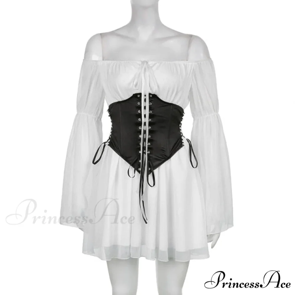 Chiffon Detachable Corset Charming Puff Sleeve Mini Dresses - Image 12