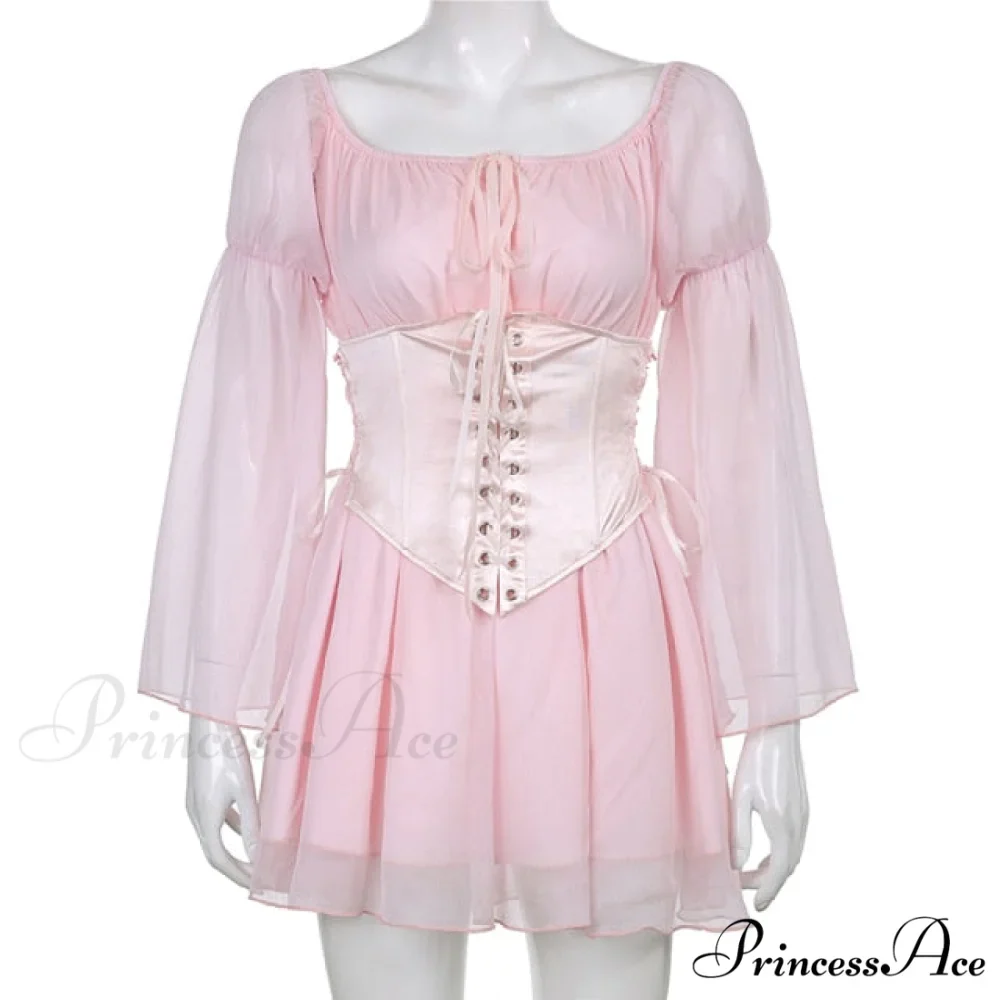 Chiffon Detachable Corset Charming Puff Sleeve Mini Dresses - Image 15
