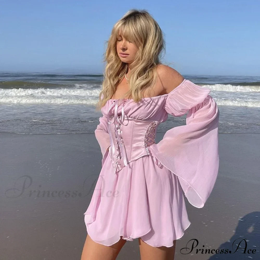 Chiffon Detachable Corset Charming Puff Sleeve Mini Dresses - Image 19
