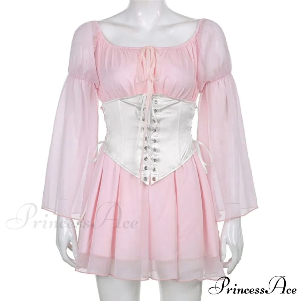 Chiffon Detachable Corset Charming Puff Sleeve Mini Dresses - Image 8