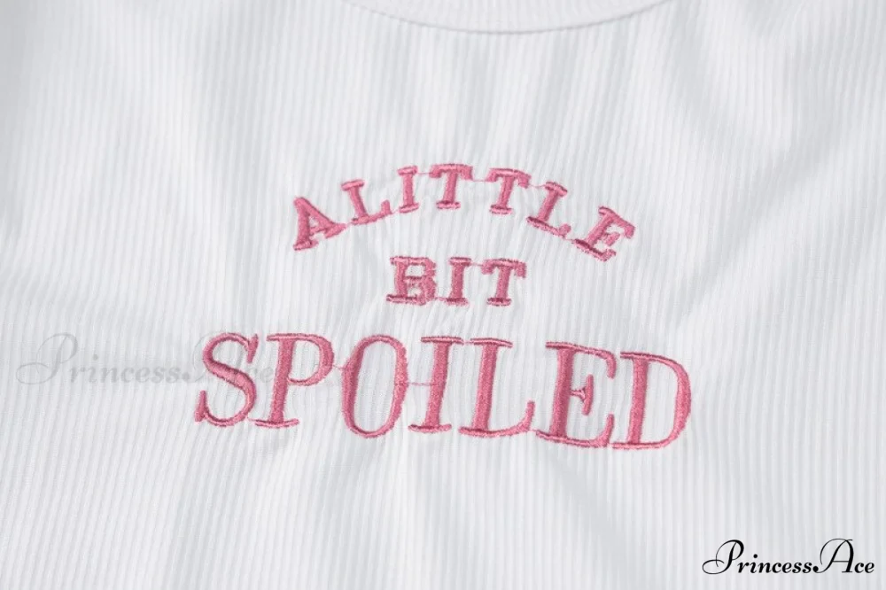 A Little Bit Spoiled Graceful White Graphic Crop Top - Image 10