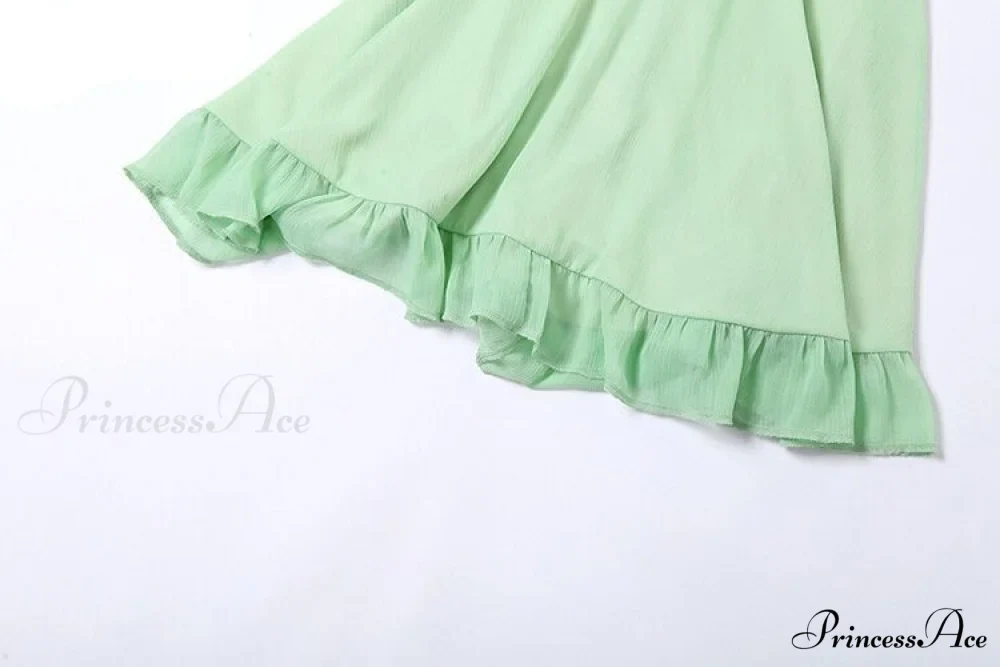 Green Frill Stylish Mini Dress - Image 11