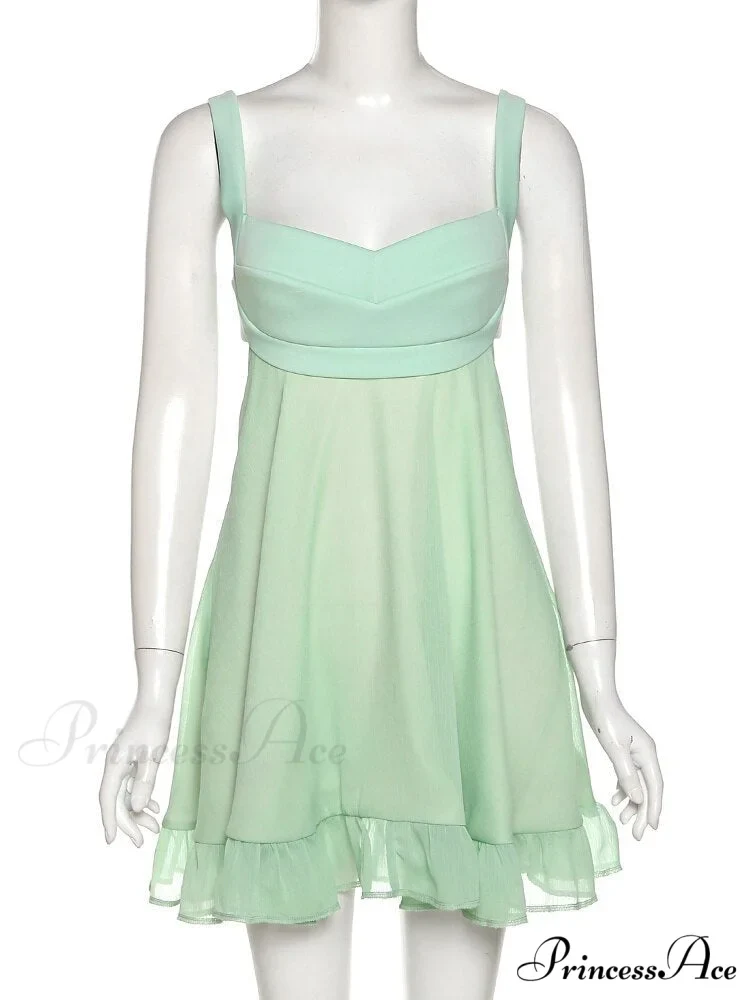 Green Frill Stylish Mini Dress - Image 8