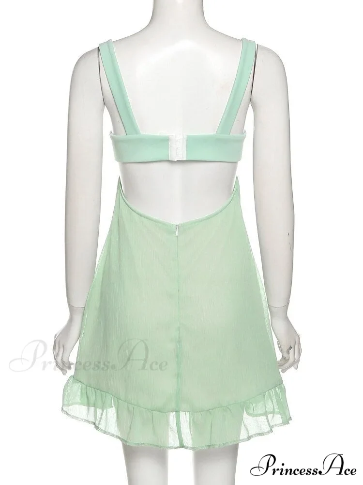 Green Frill Stylish Mini Dress - Image 9