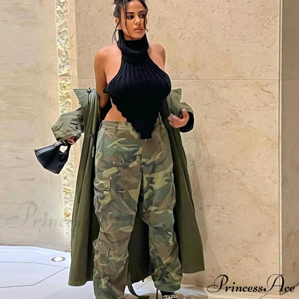 Knitted Turtleneck Stylish Backless Crop Top - Image 25