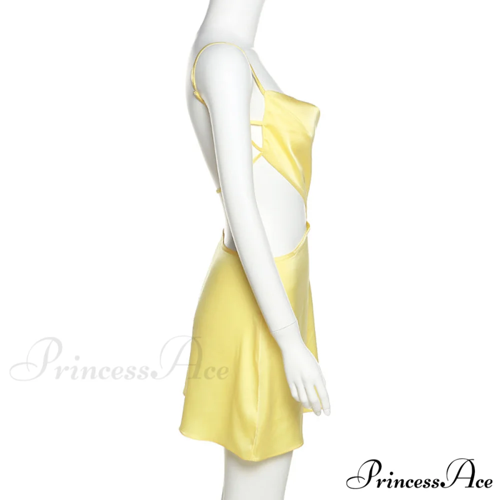 Backless Satin Stylish Mini Dress - Image 9