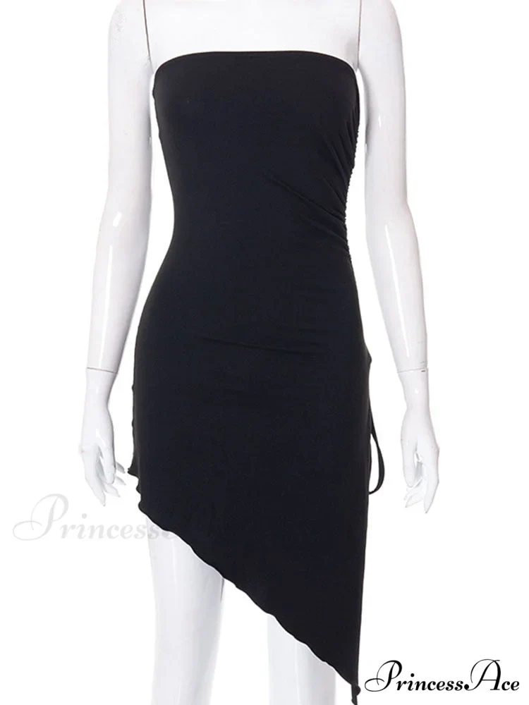 Black Side Split Charming Tube Mini Dress - Image 4