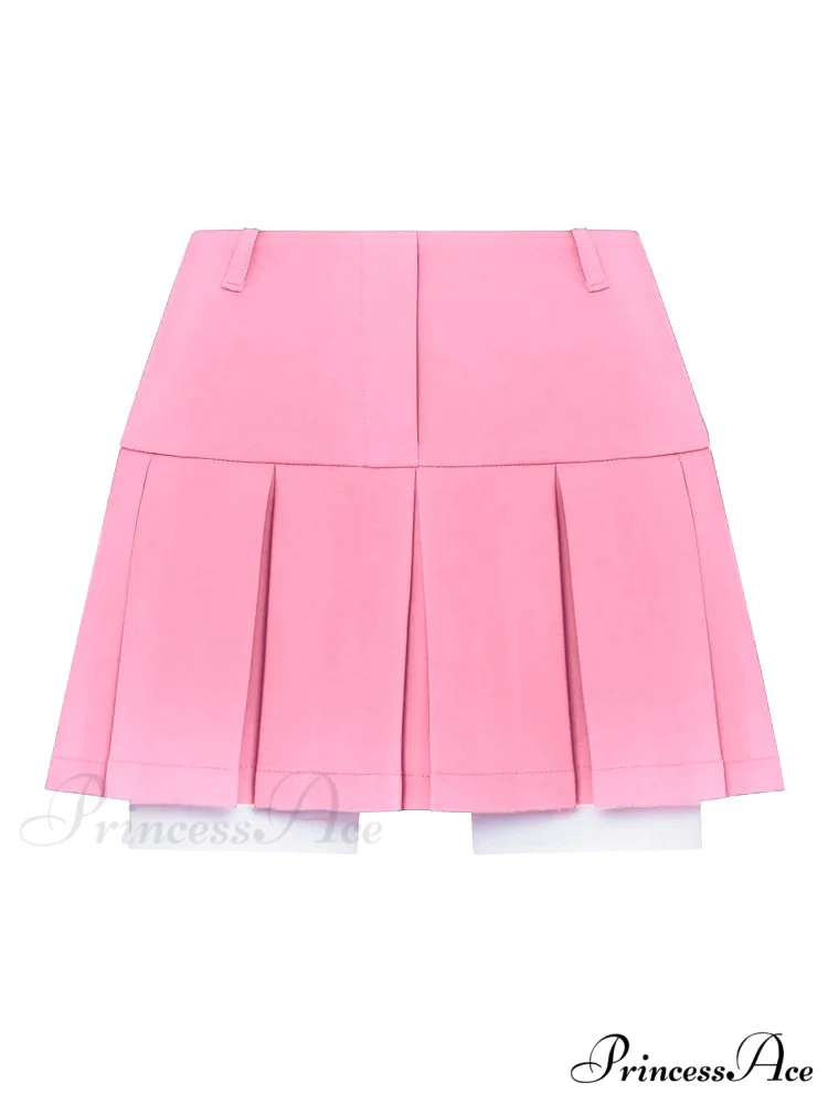 Cropped Blazer And Charming Pleated Mini Skirt Set - Image 14