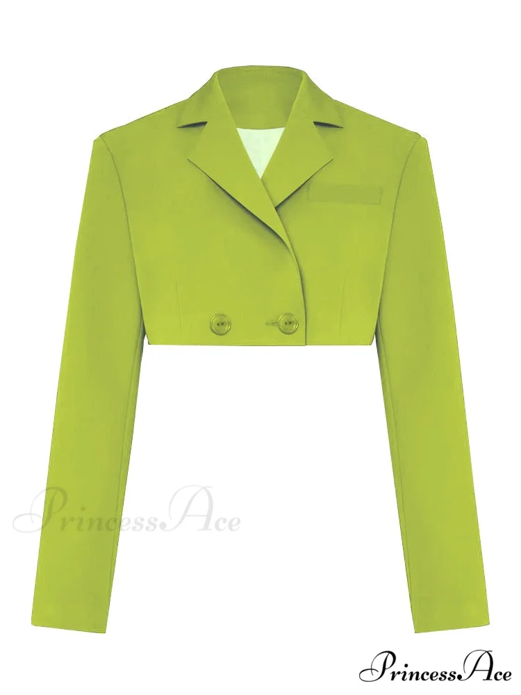 Cropped Blazer And Charming Pleated Mini Skirt Set - Image 6