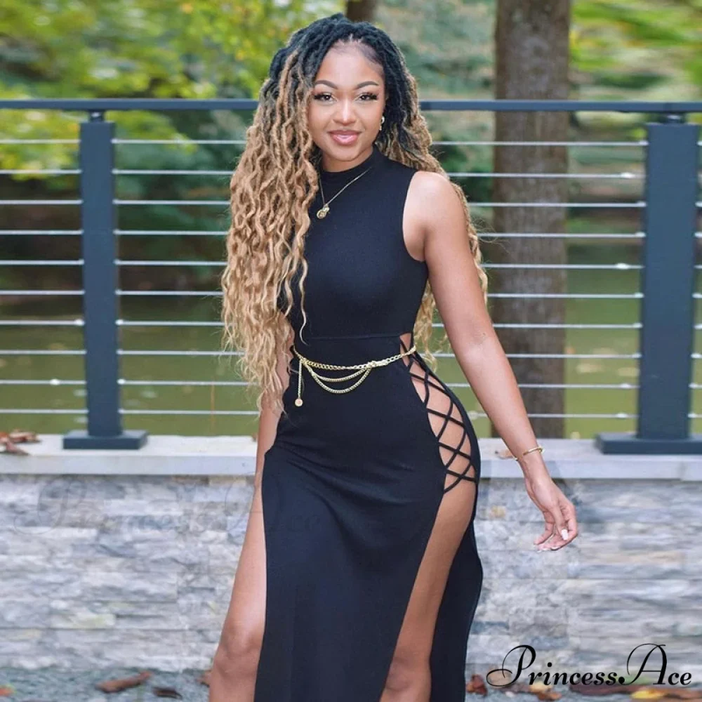 High Neck Sleeveless Charming Side Tie-Up Midi Dress - Image 12