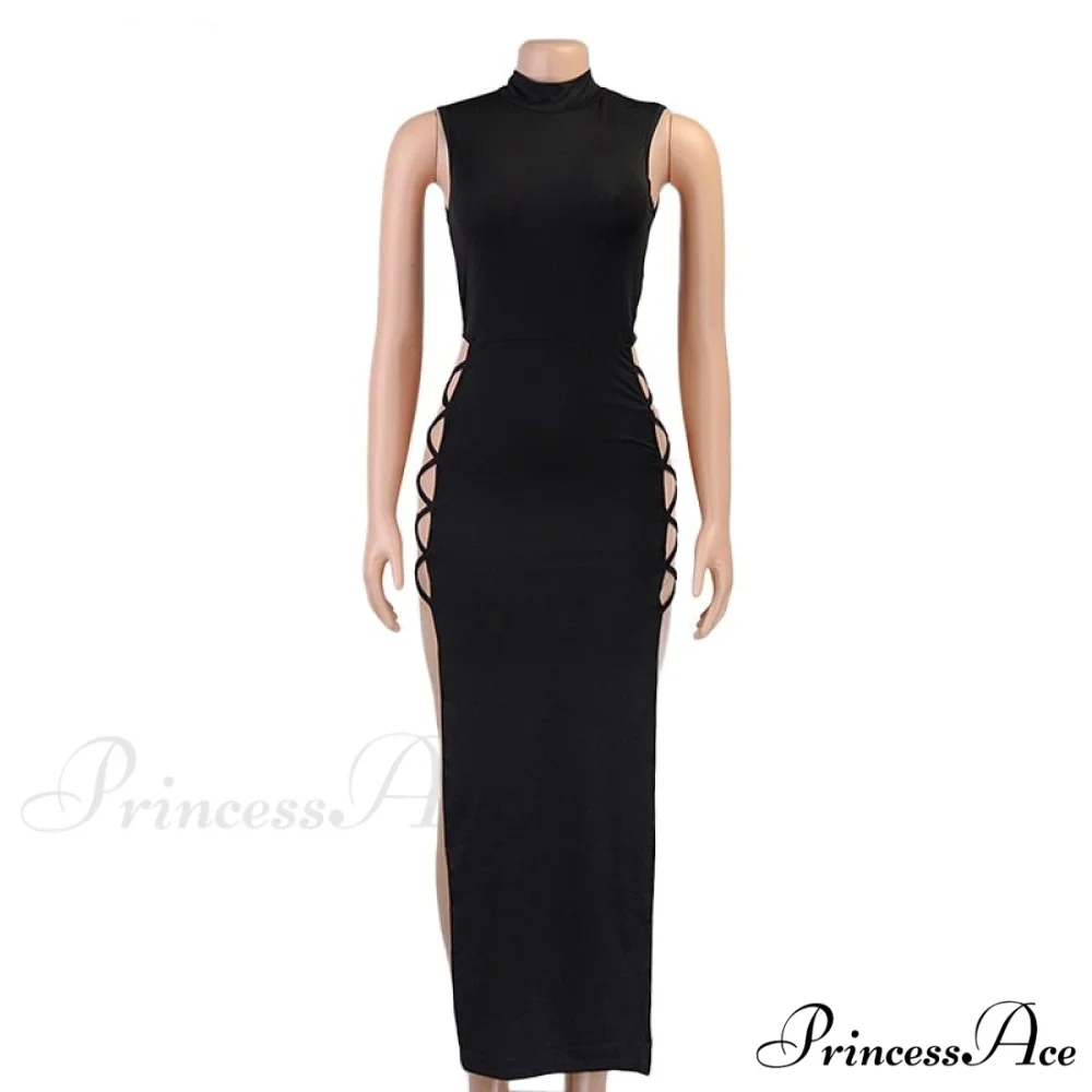 High Neck Sleeveless Charming Side Tie-Up Midi Dress - Image 7