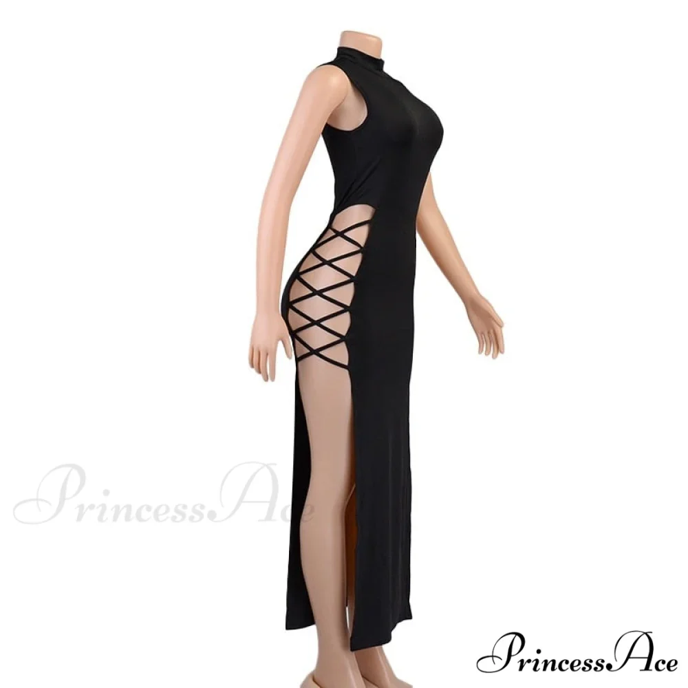 High Neck Sleeveless Charming Side Tie-Up Midi Dress - Image 8