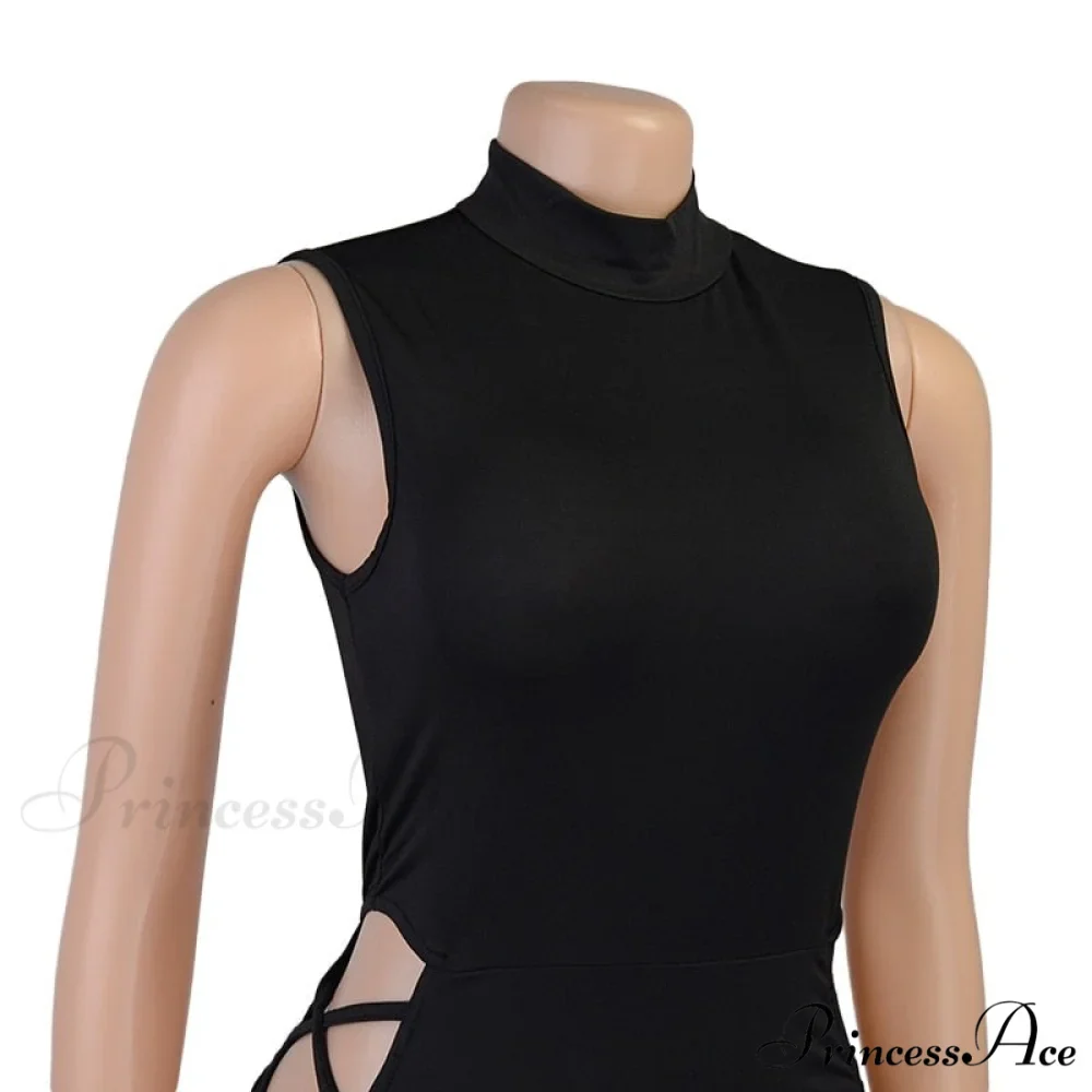 High Neck Sleeveless Charming Side Tie-Up Midi Dress - Image 9