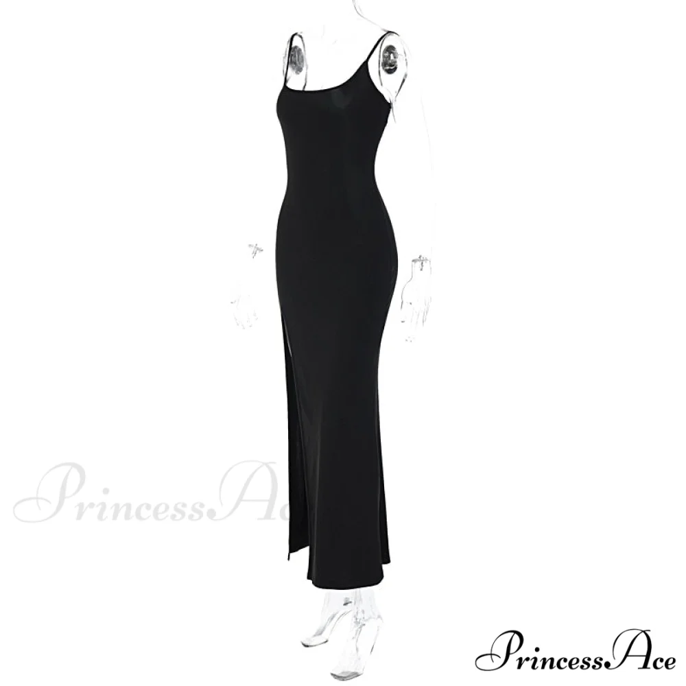 Black Lace Patchwork Charming Maxi Slit Dress - Image 5