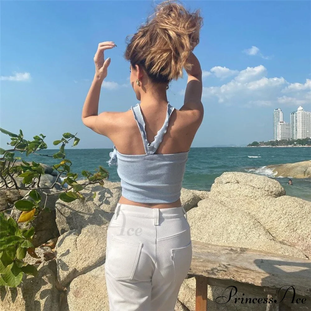 Floral Frill Strappy Charming Wrap Around Crop Top - Image 11